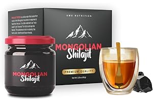 AMU NUTRITION Pure Organic Mongolian Shilajit Resin - Himalayan Shilajit Supplement for Men and Women, 100% Pure, Natural, and Black Shilajit Resin - Natural Source of Fulvic Acid (50 Gram)