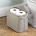 mDesign Soft Cotton Fabric Closet Storage Organizer Bin Basket Storage Organizer for Bathroom - Attached Handles - Use on Vanity, Cabinet, Shelf, Countertop, Tall, 2 Pack - Light Gray