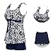 MiYang Women's Bowknot Printing Skirt Spa Swimsuit Bathing Swimwear, Black and Blue, Tag Size 5XL=US Size XL(14-16)