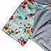 HighpotSummer Women Gray Floral Shoulder Prints Short Sleeve T-shirt Casual Top