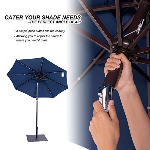 Sundale Outdoor 7 ft Solar Powered 24 LED Lighted Patio Umbrella Table Market Umbrella with
