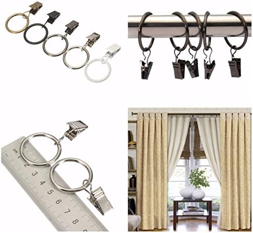40pcs Metal Window Bathroom Curtain Clips Rings Pole Rod Voile Drapery 25mm Inner Diameter (Random: Color)