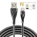 JYFT USB Cable with Multi Charging, 6FT USB Cord of Real 2-in-1, Metal Braided Fast Charging/Data Transfer Cord for Apple and Android Devices (Silver Gray, 6FT)