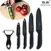 GA Homefavor Black Ceramic Knife Set of 5 Sharp Blade Ergonomic Handle Ceramic Knives And Ceramics Peeler Set with Sheaths