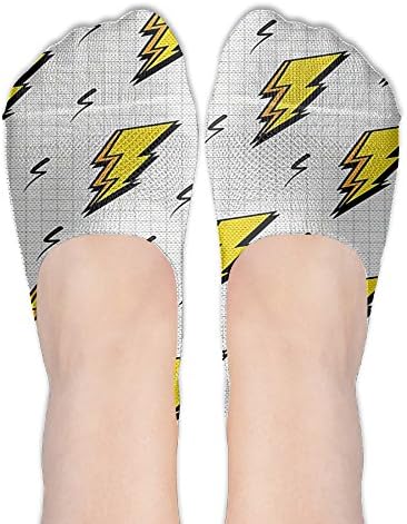 Women's Retro Flash Electric Icons Thin Casual Hidden No Show Liner No Show Athletic Running Socks Non Slip Flat Boat Line
