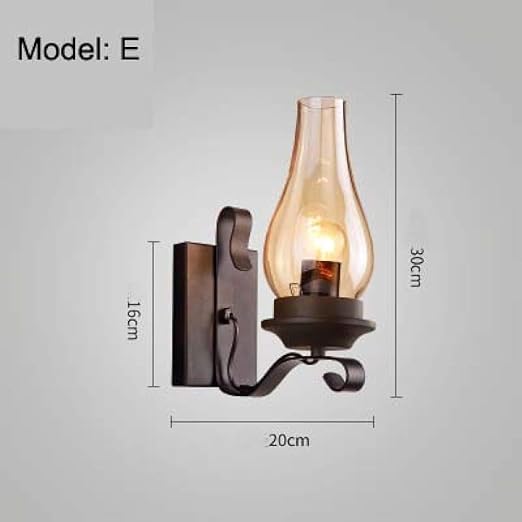 Wandleuchte Retro Home Wandleuchte Eisen Grau Glas Lampe Lampenschirm Wandleuchte Dachboden Dekorative Lampe Schlafzimmer Badezimmer Lampe Amazon De Beleuchtung