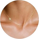 Ewrkbrㅤ Sideways Initial Necklaces for Women, 14k Gold Plated Initial Necklace Dainty Gold Letter Necklace Simple Gold Choker Necklaces Cute Name Necklaces for Women Trendy Gold Jewelry Gifts