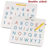 GAMENOTE Double Sided Magnetic Letter Board - 2 in 1 Alphabet Magnets Tracing Board for Toddlers ABC Letters Uppercase & Lowercase Practicing Learning Education Toys
