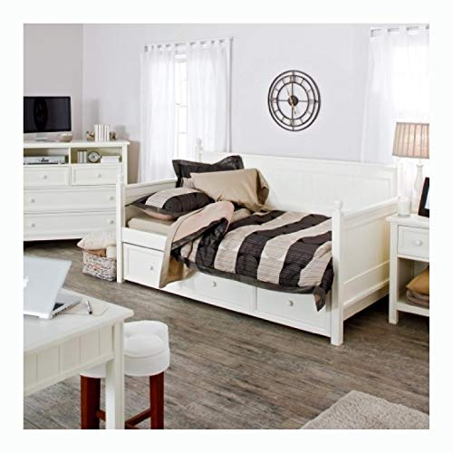 HomyDelight Twin size White Wood Daybed with Pull-out Trundle Bed