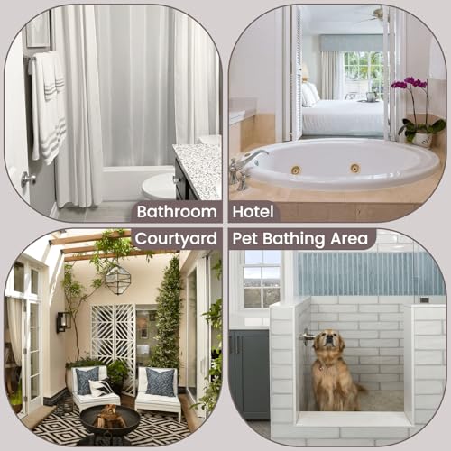 SORTTO No Hook Slub Textured Shower Curtain with Snap in Liner - Black Fabric Outer Curtain & Waterproof Inner Liner, Hotel Style with See Through Top Window, 71x74 in