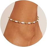 OAOMRIA Waterproof Ankle Bracelets for Women Gold Anklets Non Tarnish Pearl/Figaro/Cuban/Snake Chain Anklet Adjustable Anklets for Womens Summer Beach Anklet Foot Jewelry for Women Gift