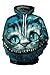 Haloon Unisex Simulation Printed Galaxy Pocket Drawstring Hooded Sweatshirt Cheshire cat L