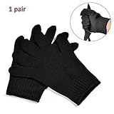 Cozy Cabin Cut Resistant Gloves, Level 5 Protection, Stainless Steel Wire Mesh Work Safety Hand Protector Outdoor Self-defense Work Safety Gloves, Classic Black 1 Pair