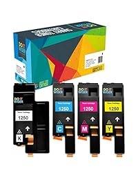 Do it wiser Cartuchos de tóner de alto rendimiento COMPATIBLES Repuestos para Dell 1250 C 1350 cnw 1355 cn 1355 cnw C1760nw C1765nf C1765nfw, Paquete de 4