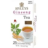 Hyleys Natural Wellness Ginseng with Green Tea - 25 Tea Bags (Gmo Free, Gluten Free, Dairy Free, Sugar Free & 100% Natural)