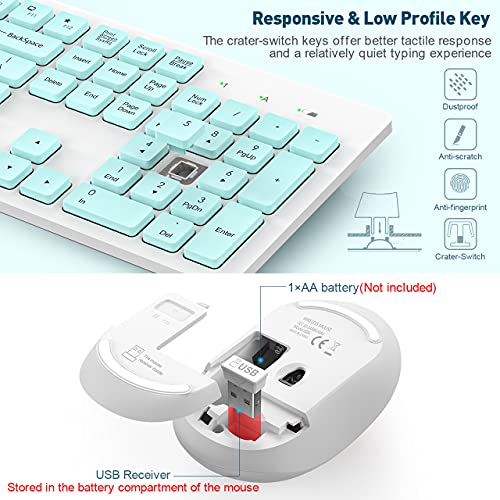 RATEL Wireless Keyboard Mouse Combo, 2.4GHz Slim FullSized Silent