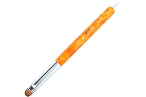 MOND'SUB French Manicure Brush - Two Way Nail Art Brush with Dotting Tool for Manicure Cuticle Clean Up - Professional Salon Quality, Nail Dotting Pen (10#, Orange)