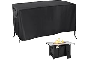Rilime Fire Pit Cover Rectangular,43in Waterproof Firepit Covers rectangular,420D Propane Fire Pit Table Cover,43"L x 22"W x 25"H,Black