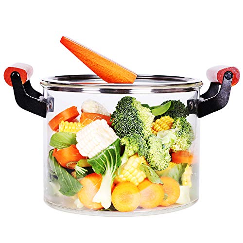 5L Glass Saucepan with Cover, Heat Resistant Glass Pots and Pans Set