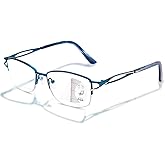 LianSan Superior Progressive Multifocus Reading Glasses - for Women,Ladies No-Line Multifocal Computer Readers for 3-5 Feet(Blue,1.50x)