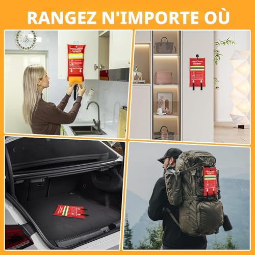 FIREWESS Set of 2 Fire Blankets, 100 x 100 cm, Fireproof Blanket for Home Security, Fireproof Protection and Silica Thermal Insulation