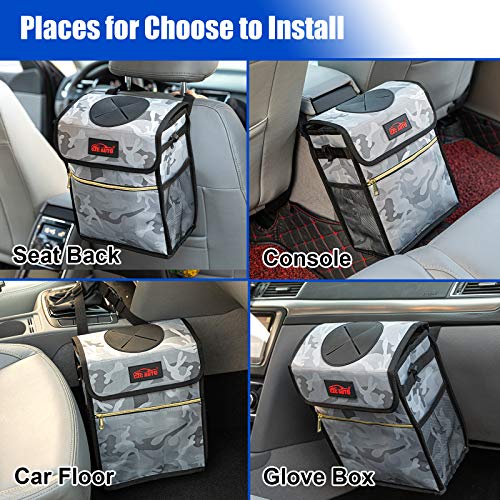 CZC AUTO Car Trash Can/Bin Leakproof Car Garbage Bin with Lid and