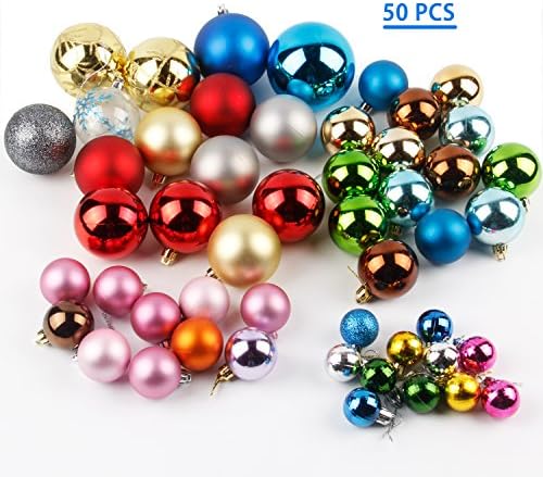 Christmas Ball: 50PCS Multi-color Various Sizes Barrel Plating Glaze Finish Solid Color Christmas Balls Ornaments