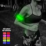 Higo LED Armband, Water Resistant Heat Sealed LED Slap Bracelet Glowing Light Up Sports Wristband with Reflecive Printing, for Runners(Green-Design Ⅲ)