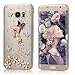Galaxy S7 Edge Case (NOT for S7) - Mavis's Diary 3D Handmade Bling Crystal Lovely Butterfly Flowers with Shiny Sparkle Rhinestone Diamonds Design Clear Hard PC Cover for Samsung Galaxy S7 Edge