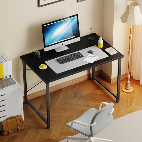 Sweetcrispy 32 Inch Computer Office Desk for Small Spaces, Writing Gaming Work Desk Modern Study Table with X-Shaped Reinforcement for Home Bedroom, Black
