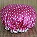 6Pcs Assorted Satin Shower Caps, Creatiee Waterproof Elastic Band Bath Cap Bathing Hair Cap Kitchen Cap with Double Layer for Adults(Dots Style)