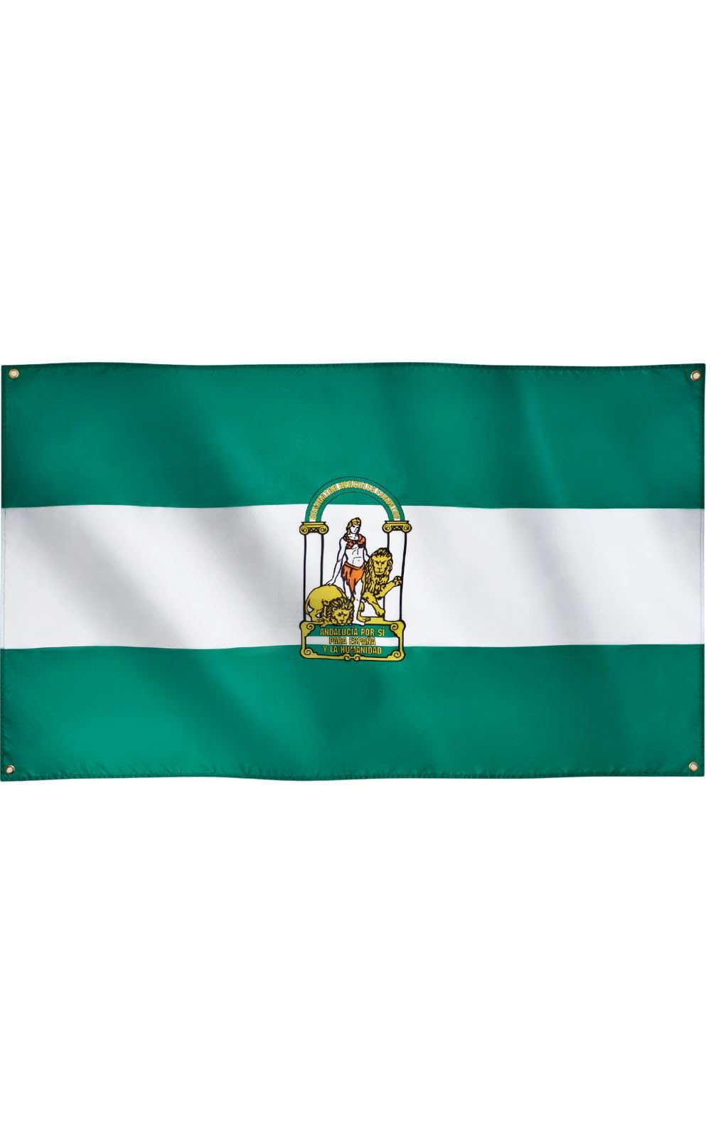 Runesol Andalusia Flag, 91x152cm, 3ft x 5ft, 4 Grommets, Eyelet in Every Corner, Andalusian Flag, Andalucía Flag, Spanish Region, Premium Flags, Inside, Outside, Vivid Colours — image 1