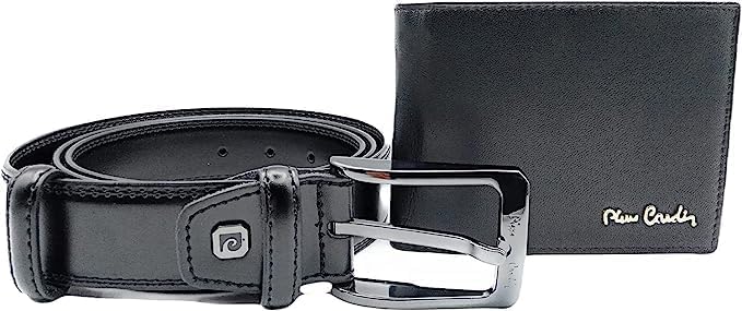 Pierre Cardin Leather Belt and Wallet Gift Box (Gentleman Line), Black, 130 cm