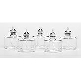 Firefly Refillable, Clear Glass Unscented Tealight Candles - 5 Pack - Bulk Long Burning Tea Lights Cotton Wick & Holder Included
