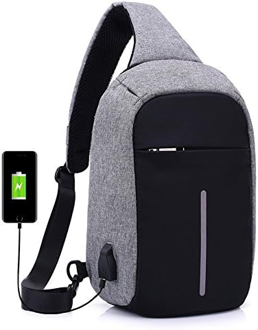 Anking Anti Theft Sling Bag Shoulder Chest Cross Body Backpack Lightweight Casual Daypack (Grey)