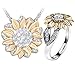 Conjunto De Joyas Eres Mi Sol Girasol Cubic Zircon Anillo Collar Para Mujerthumb 2
