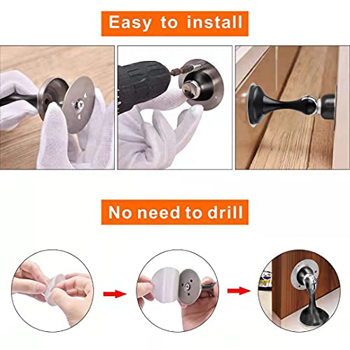 Door Stop Black No Drill 6 Pack Stainless Steels Door