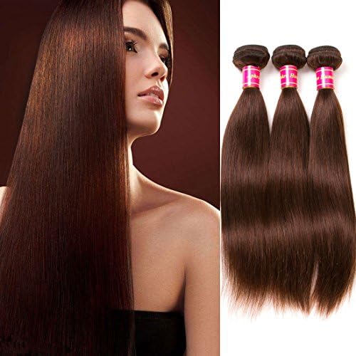 Aphro Hair Brown Straight Bundles Brazilian Human Hair Weave Bundles Remy Hair 4# Light Brown Hair (20 22 24)