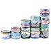 Buluri 24 Rolls Decorative Washi Masking Tape Set, Watercolor Paintings Masking Adhesive Tape for DIY Crafts, Gift Wrapping, Christmas Party Supplies