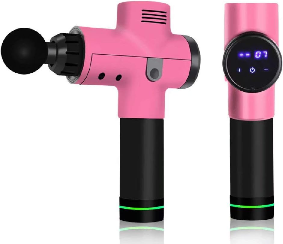 Professional Massage Gun for Athletes, Massage Impact Device Cordless Handheld Vibration Deep Tissue Muscle Electric Gun Quiet with 4 Massage Heads,20 Adjustable Speed, Gift for Father Pink