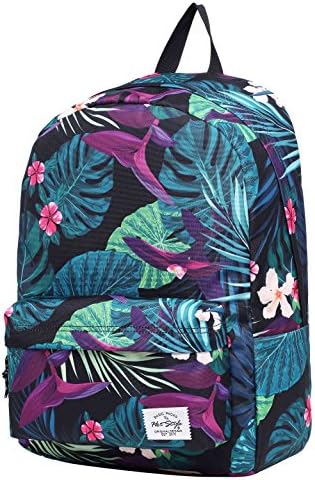 SIMPLAY Classic School Backpack Bookbag | 17"x12.5"x5" | Trendy Pattern | Tropical Floral