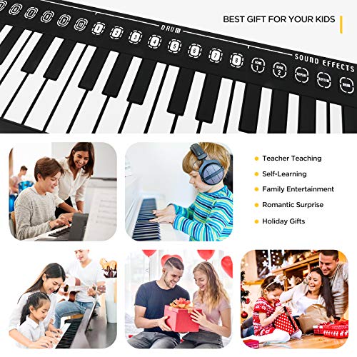 Hami Roll Up Piano Portable Electronic Piano for Kids，49 Keys Flexible