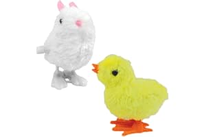 NOVELTY GIANT WWW.NOVELTYGIANT.COM Wind Up Jumping White Bunny & Yellow Baby Chick Chicken Easter Egg 2 Pk