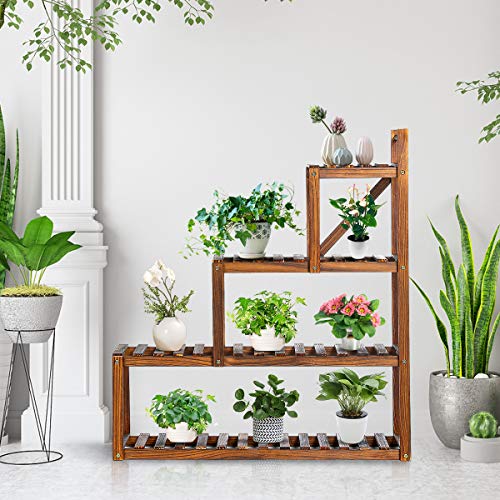 TOOCA Wood Plant Stands Indoor, 3Tier Corner Plant Flower Pot Stand