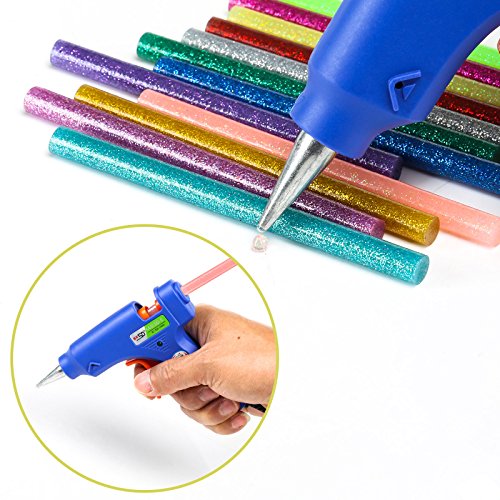 Naler Hot Glue Gun Sticks 7mm by 10cm Hot Melt Glue Sticks Mini Glitter 12 Colors 60Pcs for DIY Art Craft Woodworking - Thumbnail 2