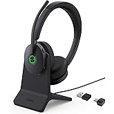 Yealink BH74 with Stand ANC Wireless Bluetooth Headset with Mic for Work, 6-mics Hybrid ANC Tech, Microsoft Teams Premium Open Ofﬁce Certified Headsets, up to 32h Talking Battery Life, Zoom Certified