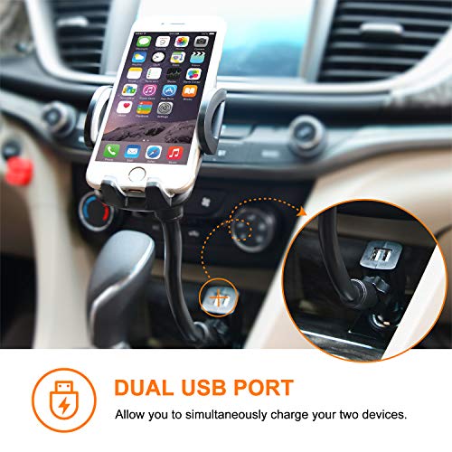 Amoner Car Mount, Upgraded 3-in-1 Cigarette Lighter Car Phone Holder Cradle with Dual USB 2.1A Charge for iPhone 11 Pro Max XS Max X 8 7 Galaxy S10 S9 S8 and Smartphones up to 6.5 inches - Thumbnail 5