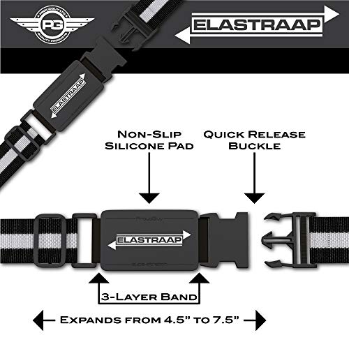 Luggage Straps, Adjustable Non-Slip Baggage Belts- Suitcase Bands For Travel Bag (2 Straps, White Stripe 2pk)