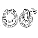 ZENI Silver Stud Earrings for Women Sweet Interlocking Circles cubic zirconia Mother Valentine Day Birthday Gift