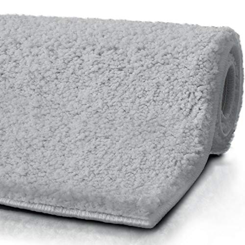 casa pura Bath Mats for Bathroom - 30" x 45" Light Gray Bathroom Rug | Ultra Absorbent, Self-Dry Microfiber, Non-Slip Bath Mats for Floors | Bathroom Rugs in 10 Fresh Colors